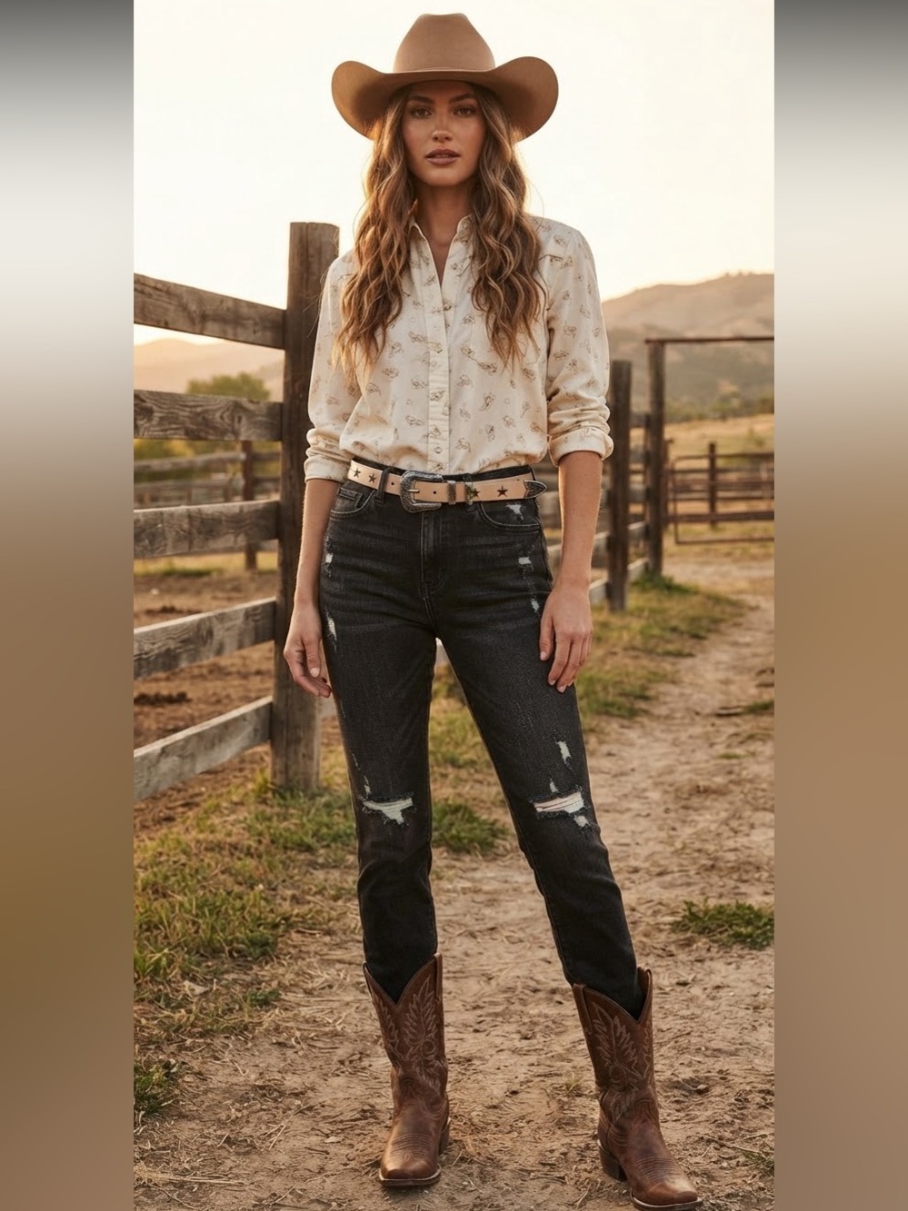 New tags Star-Accent Metallic Beige Western Belt X-Large no boundaries